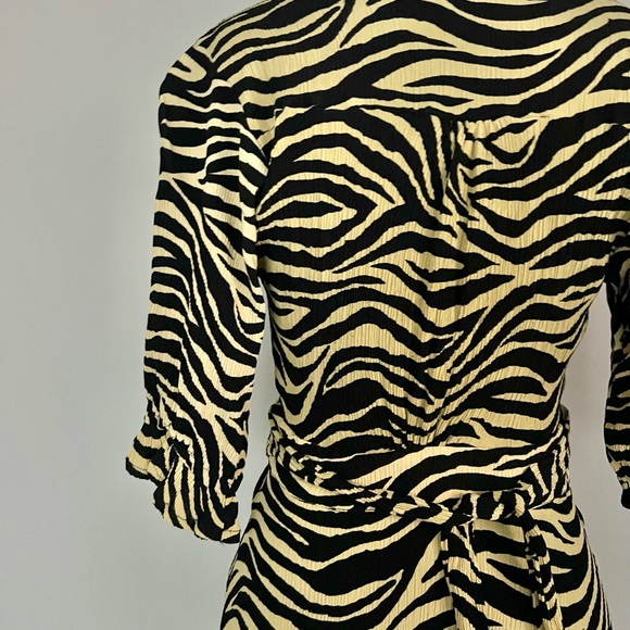 FAITHFULL THE BRAND - RAFA MIDI DRESS AMAIA ZEBRA PRINT PALE YELLOW SIZE 4 NWOT - Picture 11 of 12